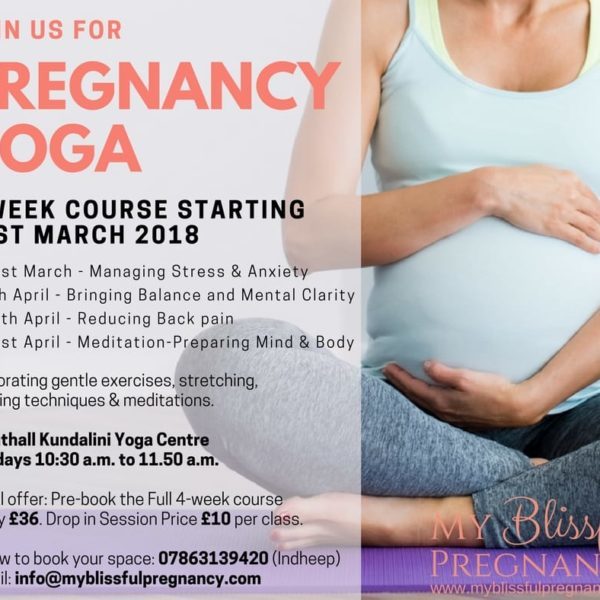 4 Week Pregnancy yoga Course-March/April 2018